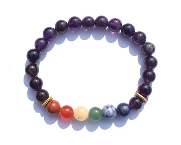 Amethyst 7 Chakra Crystal Gemstones Bracelet