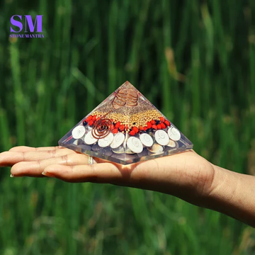 Gomti Chakra Pyramid with Red and White Chirmi Seed
