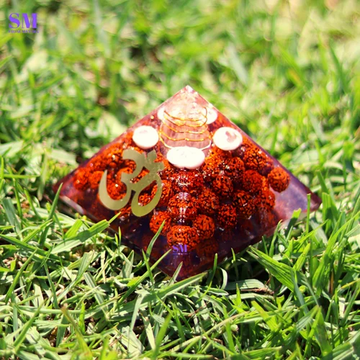 Rudraksha Orgonite Pyramid with Gomati Chakra and Sacred Om
